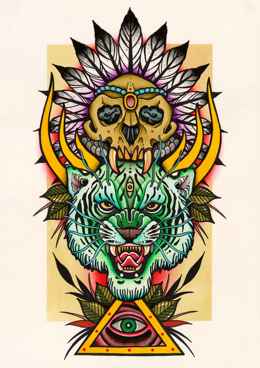 GREEN TIGER CHIEF PRINT